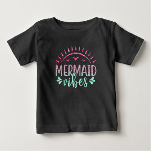 Hot Pink and Green Glitter Mermaid Vibes   Baby T-Shirt