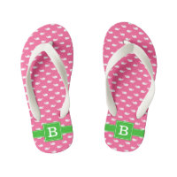 Hot Pink and Green Whales Square Monogram