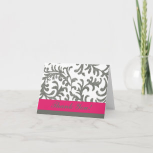 Hot Pink and Grey Floral Thank You