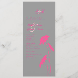 Hot Pink and Grey Wildflowers Wedding Invitation
