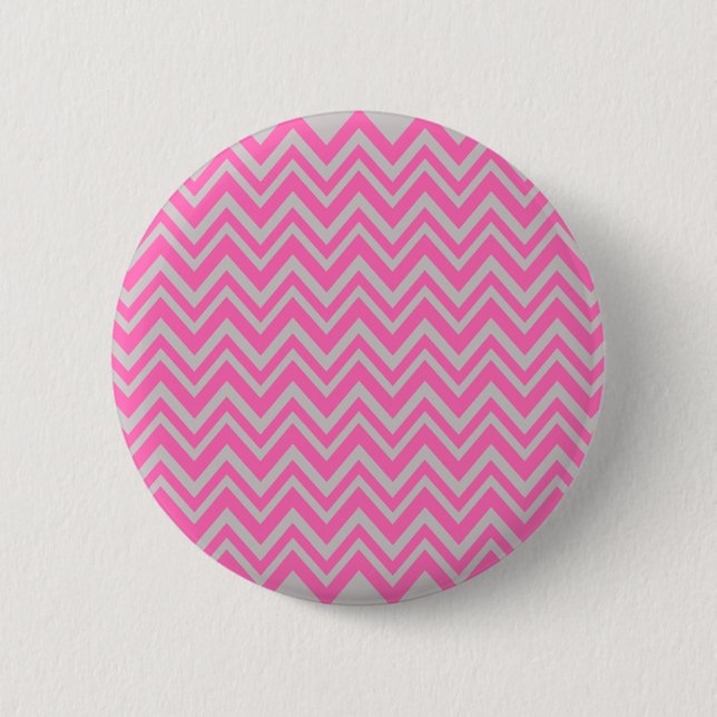 Hot Pink and Grey Zigzag Pattern 6 Cm Round Badge (Front)