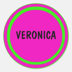 Hot Pink and Lime Green Circles Classic Round Sticker