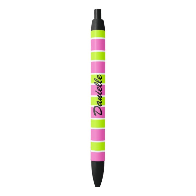 Hot Pink and Lime Green Monogram Pen (Front Vertical)