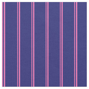 Hot Pink and Midnight Blue Coloured Lines Fabric