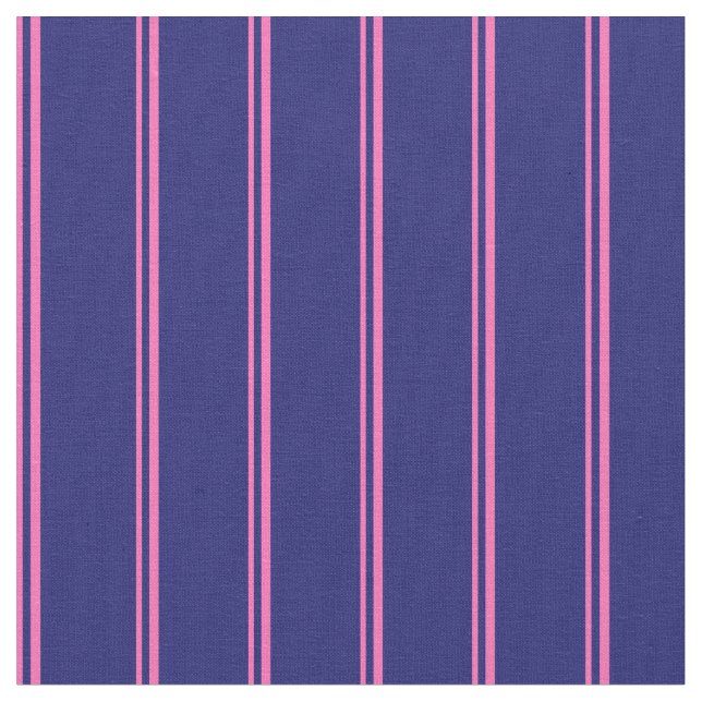 Hot Pink and Midnight Blue Coloured Lines Fabric (Close Up)
