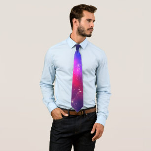 Hot Pink and Navy Blue Celestial Photo Tie
