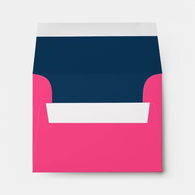 Hot Pink and Navy Blue Wedding A2 Envelopes (Back (Bottom))