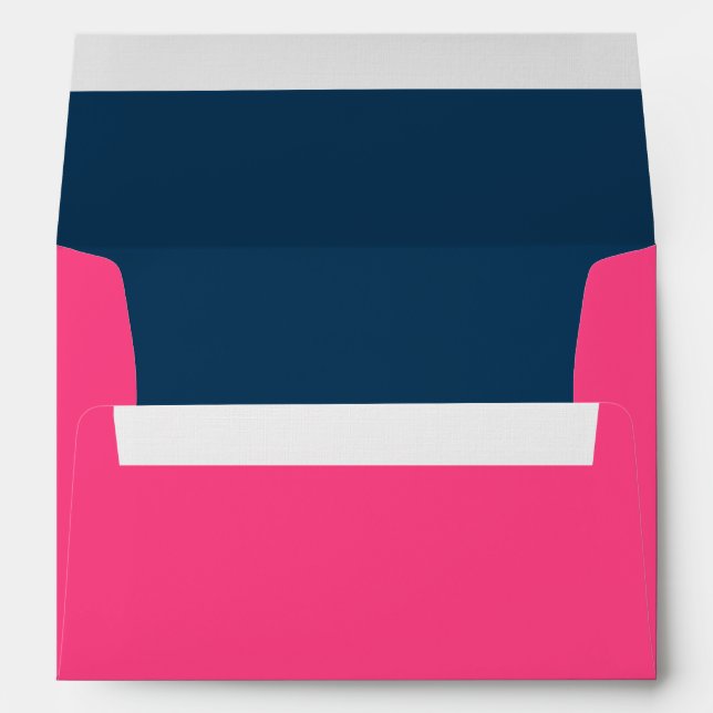 Hot Pink and Navy Blue Wedding A7 Envelopes (Back (Bottom))