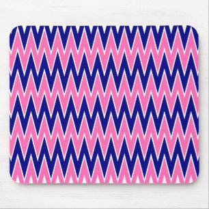 Hot Pink and Navy Blue Zigzag Pattern Mouse Pad