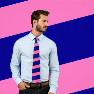 Hot Pink and Navy Striped Tie (Thick Stripes)
