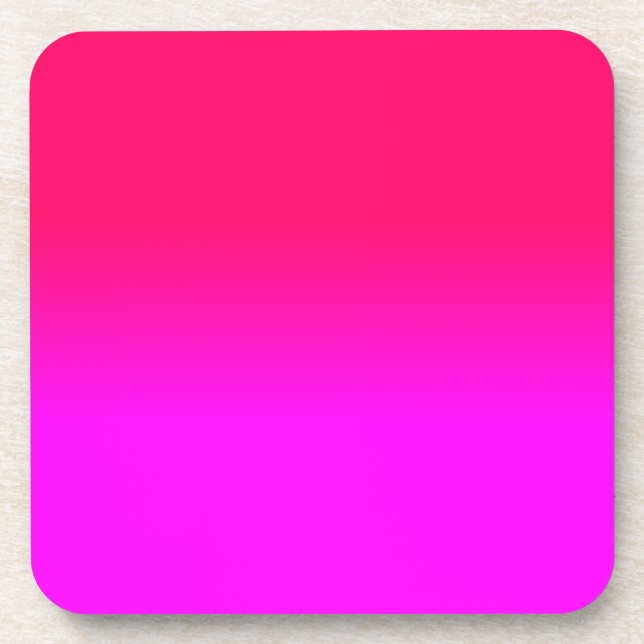 Hot Pink and Neon Pink Ombre Shade Colour Fade Coaster (Front)
