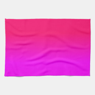 Hot Pink and Neon Pink Ombre Shade Colour Fade Tea Towel