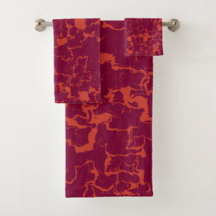 Hot Pink and Orange Abstract  Bath Towel Set
