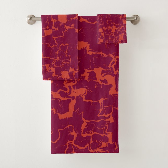 Hot Pink and Orange Abstract  Bath Towel Set (Insitu)