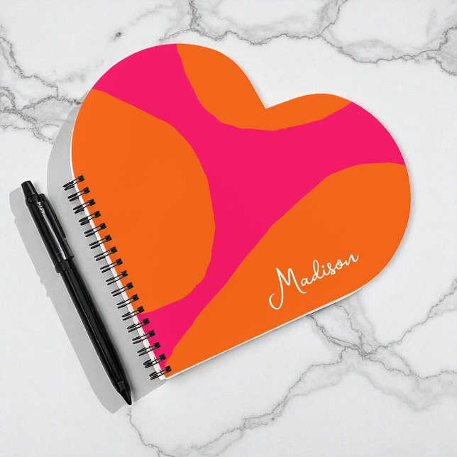 Hot Pink and Orange Abstract Pattern with Any Name Notebook (Creator Uploaded)