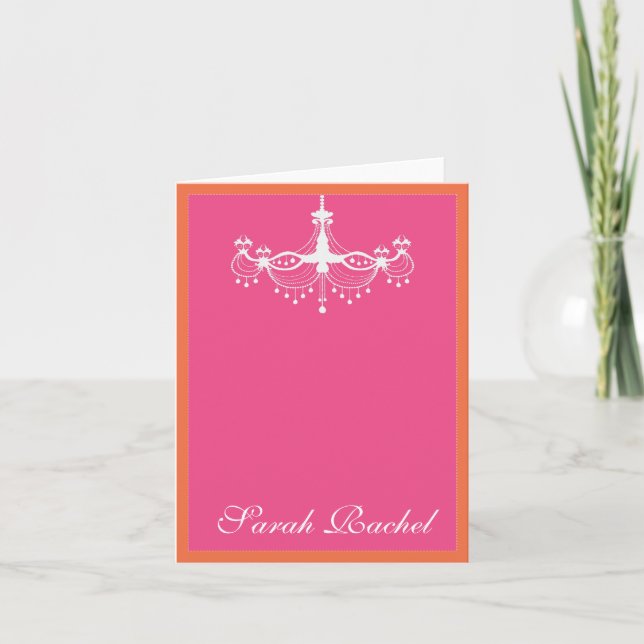 Hot Pink and Orange Chandelier Card (Front)