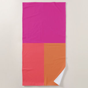 Hot Pink And Orange Colour Blocks Beach Towel
