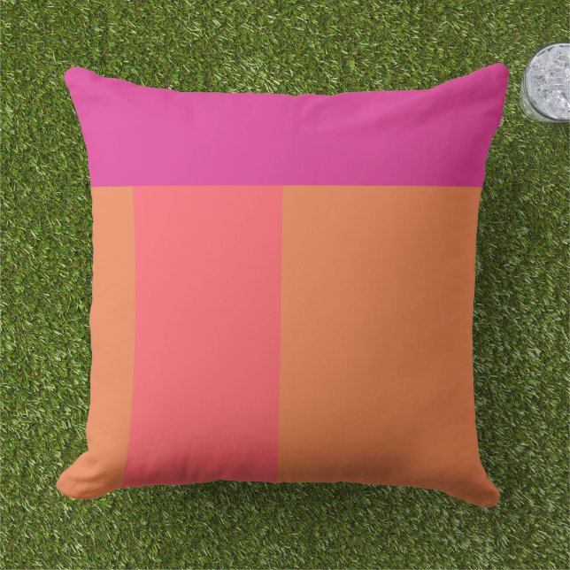 Hot Pink And Orange Colour Blocks Cushion (Grass)
