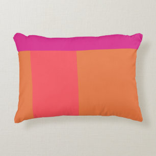 Hot Pink And Orange Colour Blocks Decorative Cushion