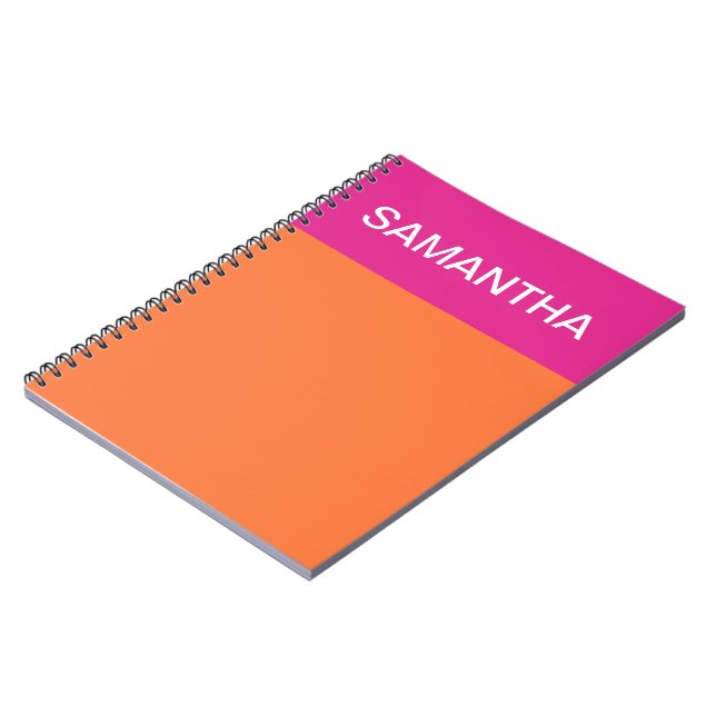 Hot Pink And Orange Colour Blocks Notebook (Left Side)