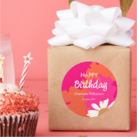 Hot Pink and Orange Floral Happy Birthday Party