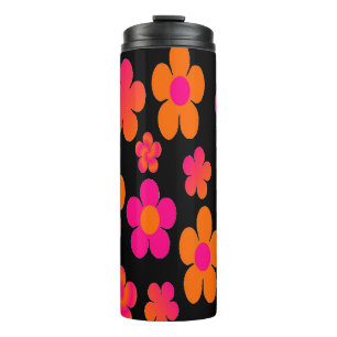 Hot pink and orange floral shower curtain thermal tumbler
