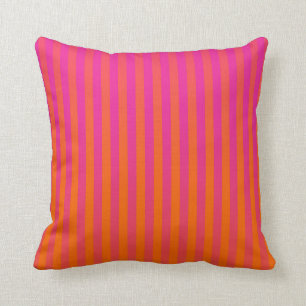 Hot Pink and Orange Gradated Stripes Cushion
