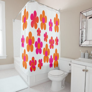 Hot Pink and Orange Pop Art Shower Curtain