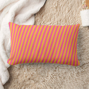 Hot Pink and Orange Striped Lumbar Cushion