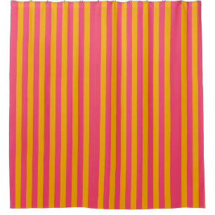 Hot Pink and Orange Vertical Stripes Pattern Shower Curtain