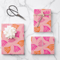Hot Pink and Orange Wisp Leaves Modern Pattern