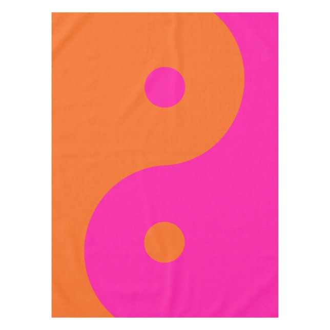 Hot Pink And Orange Yin Yang Tablecloth (Front)