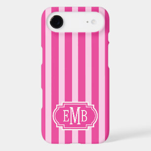 Hot Pink and Pink Monogrammed Stripes