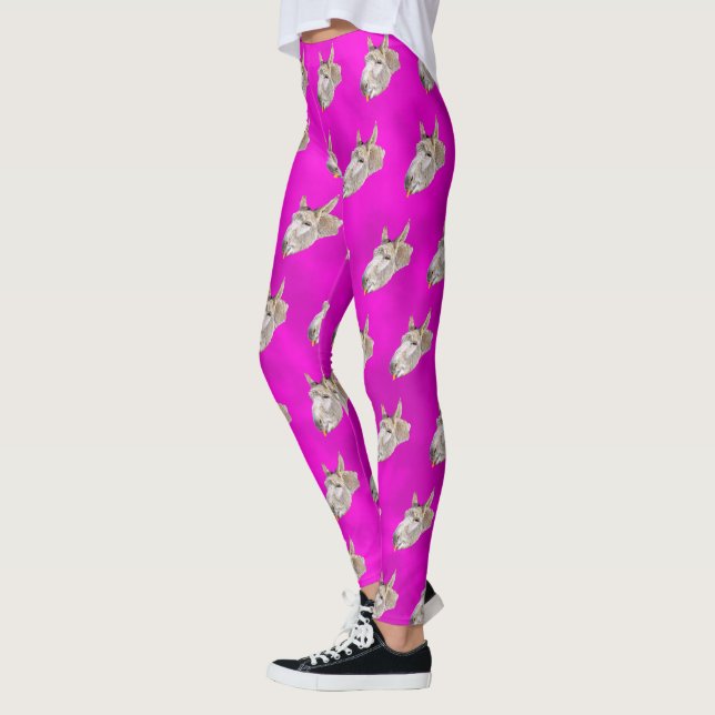 Hot Pink And Purple Donkey Pattern, Leggings (Left)