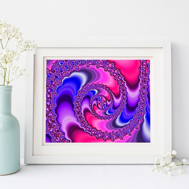 Hot Pink and Purple Fractal Art Spiral Poster (Hot Pink and Purple Fractal Art Spiral Poster)