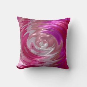 Hot Pink and Purple Spiral Abstract Art Cushion
