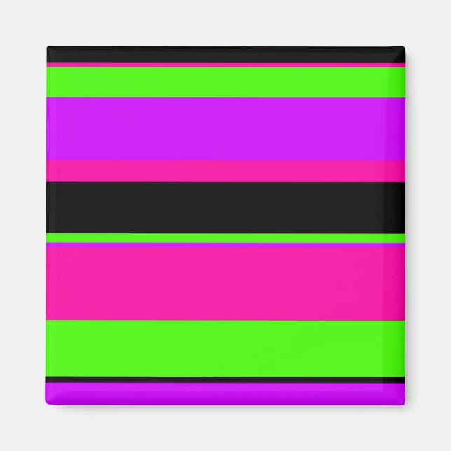 Hot Pink and Purple Tonal Stripes Modern Design Magnet (Front)