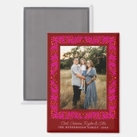 Hot Pink and Red Folk Art Floral Frame and Text