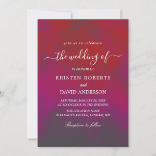 hot pink and red wedding invitation