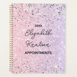 Hot Pink and Silver Glitter Personalised 2024  Planner