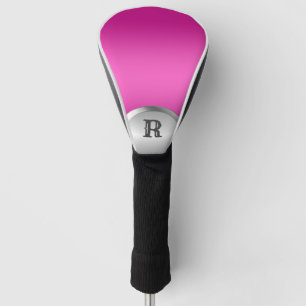 Hot Pink and Silver Metallic Monogram Golf Head Cover