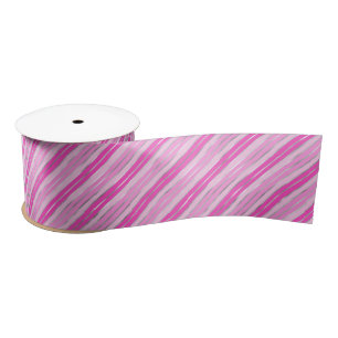 Hot Pink and Silver Stripes Satin Ribbon