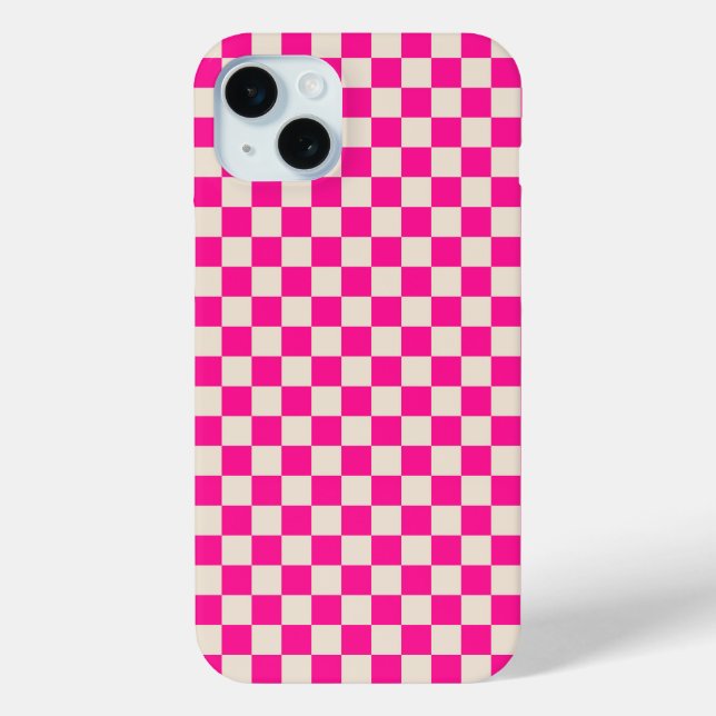 Hot pink and tan checkerboard pattern Case-Mate iPhone case (Back)