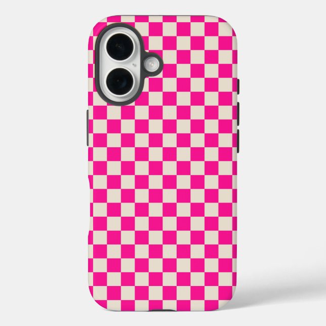Hot pink and tan chequerboard pattern Case-Mate iPhone case (Back)
