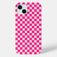 Hot pink and tan chequerboard pattern