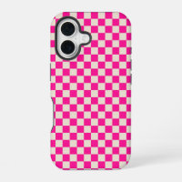 Hot pink and tan chequerboard pattern