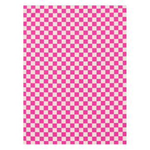 Hot pink and tan chequerboard pattern tablecloth