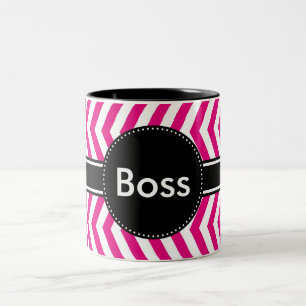 Hot Pink and Tiny White Chevron Two-Tone Coffee Mug