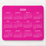 Hot Pink and White 2026 Calendar Mouse Pad<br><div class="desc">Looking for a sleek and stylish way to keep track of your days? Check out this hot pink and white 2026 calendar mousepad! It makes a great gift for anyone who loves to stay organized. Plus, it's a great way to show off your personality and make your desk look unique...</div>