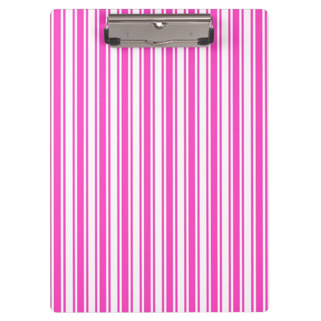 Hot pink and white candy stripes clipboard (Front)